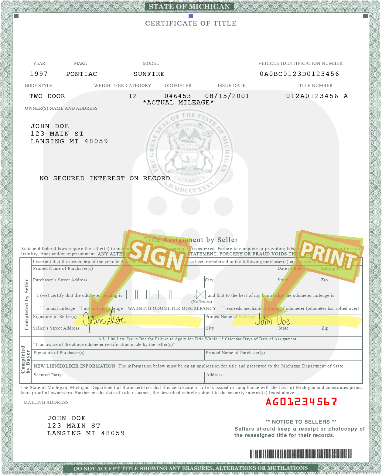 Car Title Transfer From Ohio To Michigan How To Sign Your Car Title 