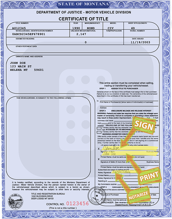 Montana Title Processing Information