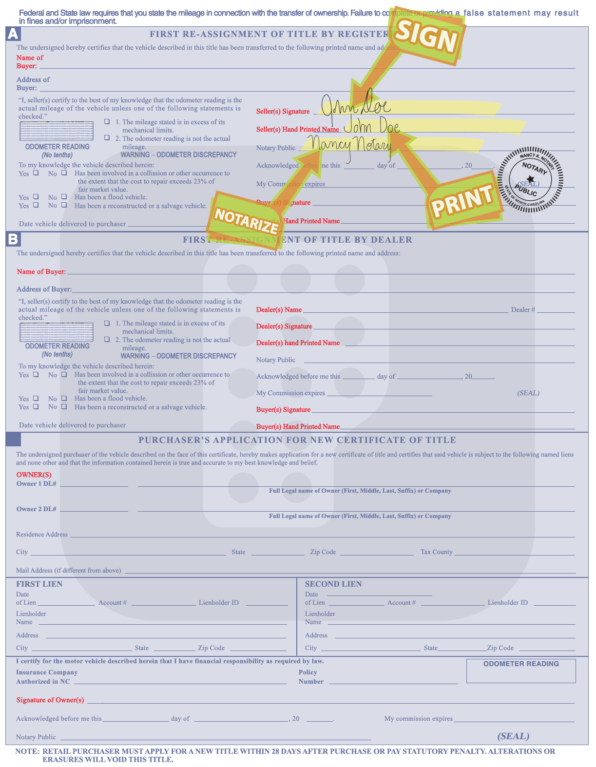 North Carolina Title Processing Information Donate A Car 2 Charity